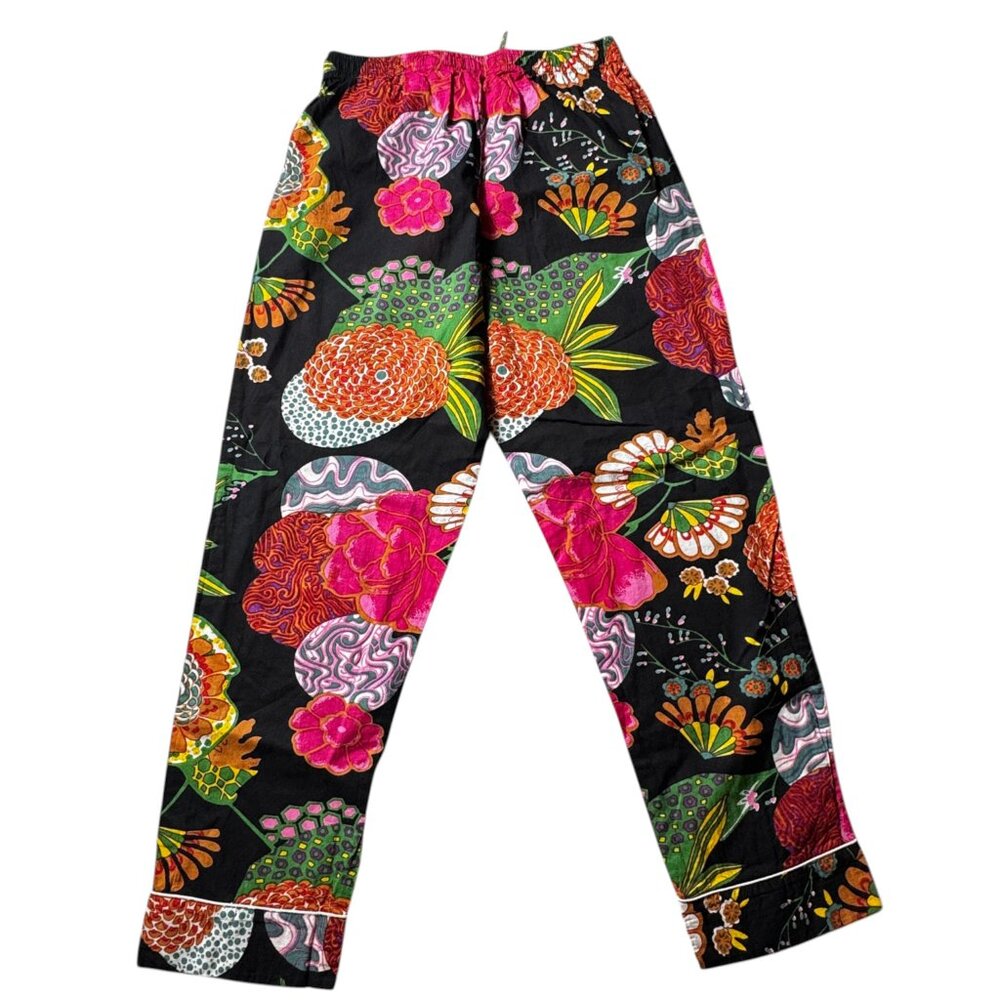 Artisan Indian Floral Cotton Pajama Set Medium Handmade Block Print Loungewear - Picture 6 of 7